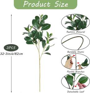 Plantes vertes artificielles à longues tiges en gros, plantes arbustives artificielles, feuilles d'eucalyptus artificielles, ornements en feuilles d'eucalyptus - Product Image 3