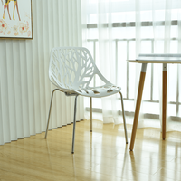 Chaises de salle à manger en plastique PP blanc classique avec pieds chromés en métal pour restaurants et cafés-DC-451 Tree Design