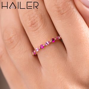 Anéis de Ouro Sólido 10K 14K 18K, Joias Finas para Casamento Feminino, Anéis de Promessa com Pedra Rubi Lab para Mulheres - Product Image 6