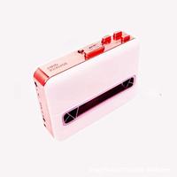 Lecteur de cassette rose rétro avec haut-parleur intégré, appareil audio portable vintage pour l'apprentissage à domicile