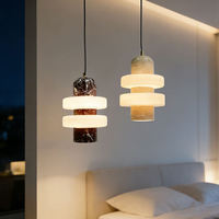 Lampe suspendue en pierre Nodric, lampe suspendue en marbre travertin LED pour hôtel, chambre à coucher, îlot de cuisine, salle à manger