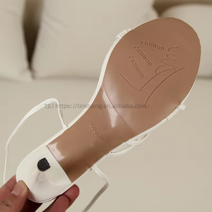 รองเท้าส้นสูงแบบผูกเชือกสำหรับผู้หญิง สีพื้น ปลายเปิด ส้นบาง ดีไซน์หรูหรา ไซส์ใหญ่ หัวมน สำหรับฤดูร้อน - Product Image 6