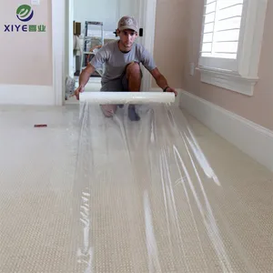 Fashion trend new pe material dust prevention protective plastic film for living room carpet