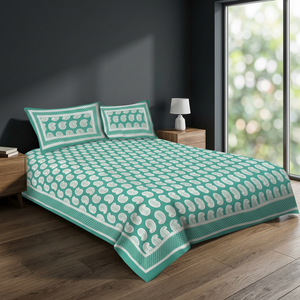 Juego de Sábanas de Algodón Estampado con Diseño Paisley, Sábanas Ajustables y Planas para Uso Doméstico y Hotelero - Product Image 3