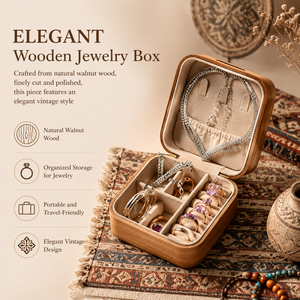 Boîte à bijoux en bois personnalisée du Vietnam, organisateur de bijoux rétro, boîte de rangement pour bijoux en bois vintage pour femmes et filles - Product Image 2