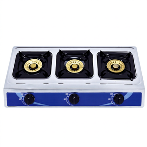 Table de cuisson à gaz 3 brûleurs en acier inoxydable avec commande par bouton et allumage piézoélectrique pour usage domestique sur comptoir - Product Image 1