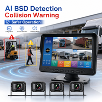 Moniteur AHD 4 canaux 7 pouces avec système de détection AI des véhicules et des piétons, caméra d'angle mort, vision nocturne IP68 pour camion et bus