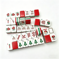 Tapis de Mahjong de Noël Écologique Personnalisé, Pliable et Lavable, Nappe à Carreaux Rouges/Verts Motif Aiguilles de Houx pour le Divertissement