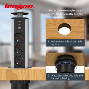 Enchufe de elevación estándar europeo de 16A, toma de corriente rápida para mesa, <span class=keywords><strong>regleta</strong></span> de alimentación para <span class=keywords><strong>encimera</strong></span> de cocina - Product Image 4