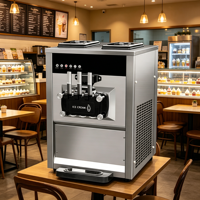 Machine à glace molle à double compresseur avec pompe à air, sur pied, 3 saveurs