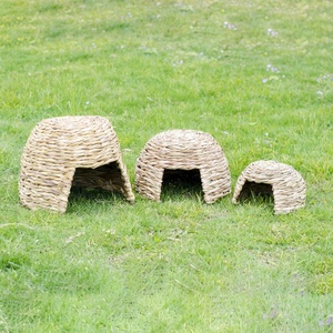 Thỏ Hutches Dệt Cỏ Nest Bunny Nhà Lồng Thỏ Guinea Pig Totoro Lâu Đài Giường Môi Trường Sống Nhai Đồ Chơi Hamster Đường Hầm Nhà - Product Image 6