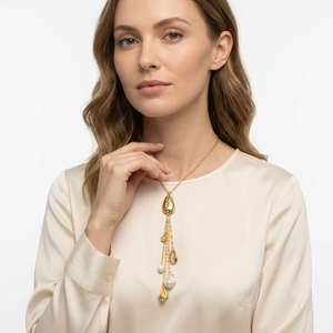 Collar con Borlas Chapadas en Oro y Dijes de Concha, Perlas de Imitación, Estilo Bohemio, Colgante para Mujer, Cadena de Aleación, Joyería, Regalo - Product Image 3