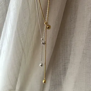 Cadena para Suéter de Plata de Ley S925, Diseño Coreano, Estilo Nicho, Redonda y Extensible, Collar Sencillo y Único - Product Image 1
