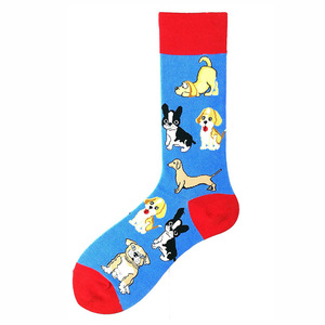 Chaussettes fantaisie en coton peigné à motifs de chiens colorés et mignons (Bichons, Caniches, Teckels, Huskies, Chiens tachetés) au design original - Product Image 3