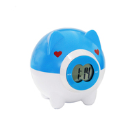 Alcancía Digital con Forma de Cerdo de Dibujos Animados, Divertida, Personalizada, con Reloj Digital LCD y Alarma