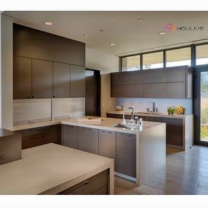 2026年カスタマイズライトグレーカラーデザインキッチンキャビネットグリーンラッカー仕上げドア付きアイランドキャビネット（シンクとヒンジを含む） - Product Image 5