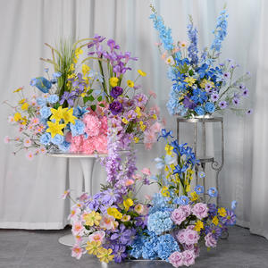 Arrangement de fleurs de mariage violet simulant un <span class=keywords><strong>jardin</strong></span> Monet Fleurs artificielles en soie avec plante verte pour décorations de mariage - Product Image 1