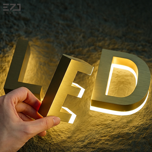 Enseigne EZD personnalisée en miroir doré 3D avec lettres rétroéclairées par LED, logo, enseigne <span class=keywords><strong>de</strong></span> magasin, enseigne <span class=keywords><strong>de</strong></span> salon <span class=keywords><strong>de</strong></span> beauté - Product Image 5
