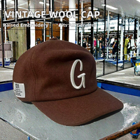 Casquette Snapback Vintage à Profil Bas, Non Structurée, 5 Panneaux, en Laine, Tissu Courant, Quatre Saisons, Marque OEM du Fabricant