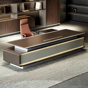 Set Scrivania Direzionale a L in Legno E0 con Sedia e Mobile Laterale, Arredamento per <span class=keywords><strong>Ufficio</strong></span> <span class=keywords><strong>Moderno</strong></span> di Lusso Ecologico per CEO/<span class=keywords><strong>Ufficio</strong></span> - Product Image 3