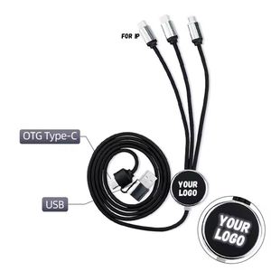 New Design Factory Price Mobile Phone Led Braided <b>Usb</b> Multi Charging 3 in 2 <b>Cable</b> - Product Image 3