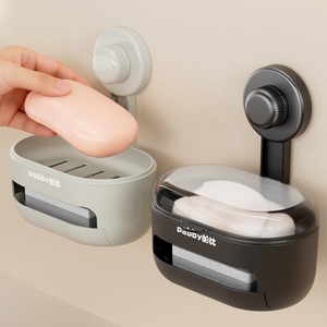 Creative Household Use Wall-Mounted Soap <b>Box</b> <b>Storage</b> Rack Non-Punch Suction Cup Drainage Non-Accumulated Water Bag Wall Shelves - Product Image 1
