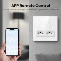 Glomarket Smart Tuya Zigbee Interrupteur d'éclairage avec prise brésilienne Commutateur 4 gangs Prise murale à distance intelligente Fonctionne avec Alexa Google Home
