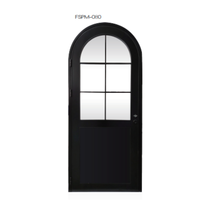 Porte extérieure à battant en aluminium et verre, design moderne de style français classique, taille et couleur personnalisées, dessus arqué, garantie 5 ans