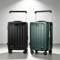 Valise rigide en ABS PC à ouverture frontale de 21 pouces, 360° °   Valise de voyage à roulettes avec serrure à code TSA, logo personnalisé, OEM