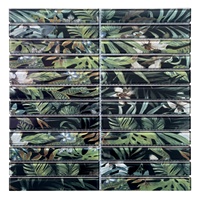 Carreaux de mosaïque murale en verre cristal à motif floral imprimé jet d'encre, design moderne, pour la décoration intérieure