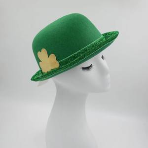 MH-2238 الأخضر الجني سانت باتريك يوم زي الأيرلندية شامروك فيلت الرامي ديربي قبعة - Product Image 4