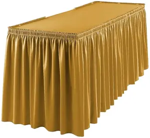 Fancy Polyester Plain Woven Knitted Poly-jersey Satin Fabric Table Skirt Table Skirting Box Pleats Elegant Dressing