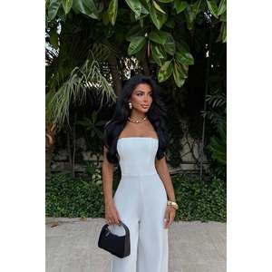 Combinaison sans bretelles en tissu tricoté blanc pour l'été - Product Image 2