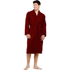Bata de algodón de punto para hombre, manga larga, cuello en V, ropa de dormir, ropa de estar por casa, batas de baño rojas, batas unisex de longitud completa, fábrica de ropa personalizada - Product Image 3