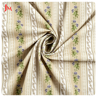 Tissu Popeline de Coton Biologique Tissé de Haute Qualité, Imprimé Numérique à Rayures et Motifs Floraux Délicats pour Robe