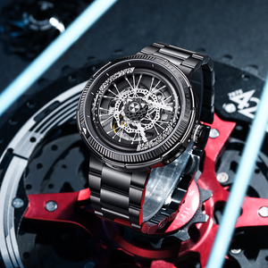 Reloj Mecánico Unisex de Alta Gama con Diseño Hueco de Acero Inoxidable, Estilo Creativo con Elementos de Llanta de Bicicleta - Product Image 6