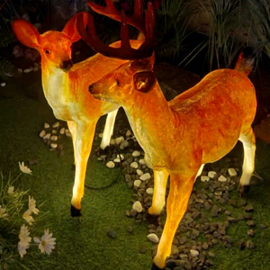 Escultura de Reno Navideño 3D con Luz Blanca Cálida, de Fibra de Vidrio, para Decoración de Entradas de Centros Comerciales y Resorts - Product Image 1