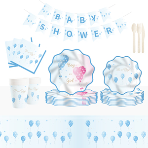 DAMAI - Vajilla Desechable para Fiestas de Revelación de Género de Bebé, Platos y Servilletas de Papel para Baby Shower, Decoraciones para 8 Invitados - Product Image 1