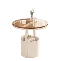 Table basse en métal de style nordique moderne et créatif avec plateau en bois d'hévéa et rangement pour salon, chambre à coucher, coin ou table de chevet