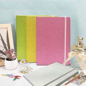 A5 Hardcover Glittery Leather Gift Notebook 100 Sheets Customizable Artistic <b>Journals</b> Thread Sewing Bound Elastic Band - Product Image 1