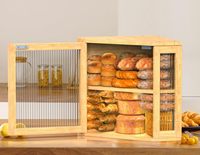 Boîte à pain d'angle extra-large à double couche en bambou naturel pour comptoir de cuisine, avec hauteur réglable pour le rangement des aliments