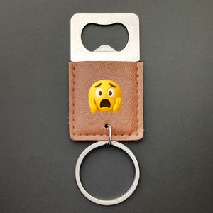 Ouvre-bouteille à motif d'expression amusante, ouvre-bouteille pour bière et cocktails, outil de <span class=keywords><strong>bar</strong></span>, porte-clés créatif en cuir PU, logo personnalisé, cadeau souvenir - Product Image 3
