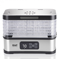 RAF R.6807 240W Voedseldehydrator met 5 lagen, digitaal display en stille werking voor fruit, vlees, kruiden, noten, bloemen en snacks voor thuisgebruik