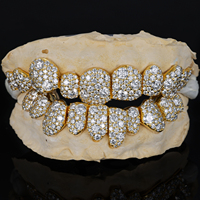 Grillz dentaire haut de gamme avec grandes pierres 8 VVS, en argent 925 et or massif 9K 10K 14K 18K, certifié par un tiers, style Hip Hop unisexe