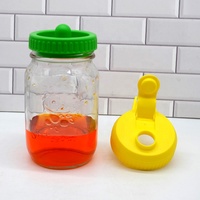 Tapa abatible de tarro de cristal de 86mm de boca ancha sin BPA, tapa de pico fácil de verter con asa para café frío, té helado