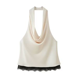 Autumn Women's Casual Solid Lace Vest Top Retro Halter Neck Sleeveless Mid-Calf Dress - Product Image 2