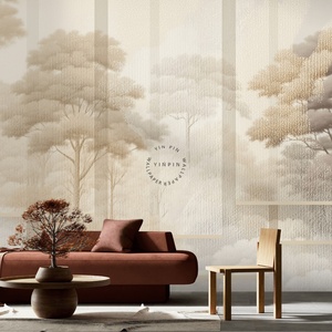 Papel Tapiz Autoadhesivo Moderno con Relieve, Impermeable, Botánico, Abstracto, Mural Artístico de Paisaje Forestal Nostálgico, Fácil de Instalar en Dormitorios y Salas de Estar - Product Image 1