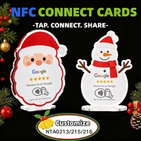 حامل أكريليك مخصص لعيد الميلاد مع بطاقة NFC لمراجعات جوجل، تردد 13.56 ميجاهرتز، NTAG213/215/216، اضغط للوصول إلى مراجعات العملاء، حامل NFC للعرض على الطاولة
