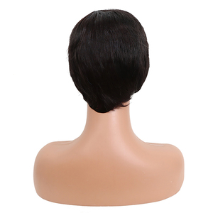 Braziliaanse Haar Pruik Maken Machine Kort Voor <span class=keywords><strong>Pixie</strong></span> Cut Krullend Pruik In Donkerbruin Kant Voor Zwarte Vrouwen - Product Image 2