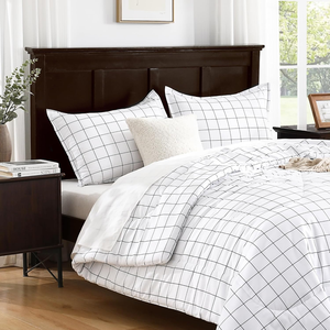 Trắng lưới <span class=keywords><strong>Comforter</strong></span> thiết lập kích thước đầy đủ 3 miếng mùa hè nhẹ sợi nhỏ xuống thay thế Trắng <span class=keywords><strong>Comforter</strong></span> với đường màu đen - Product Image 3